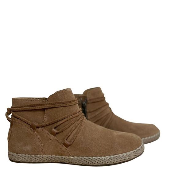 Ugg Rianne Size US Women's 9.5 Suede Leather Ankle Boot Boho Tan 11123598 NEW! - Picture 1 of 7